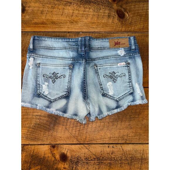 Junior Girls Jake Jeans Allie Cut Off Denim Jean Distressed Shorts Size 11 - Picture 7 of 10